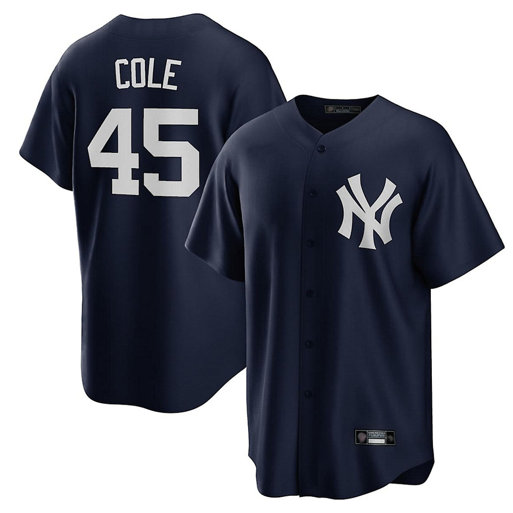 Johmsee NY.Yankees #45 Gerrit Cole Player Navy Game Home Stitched Jerseys