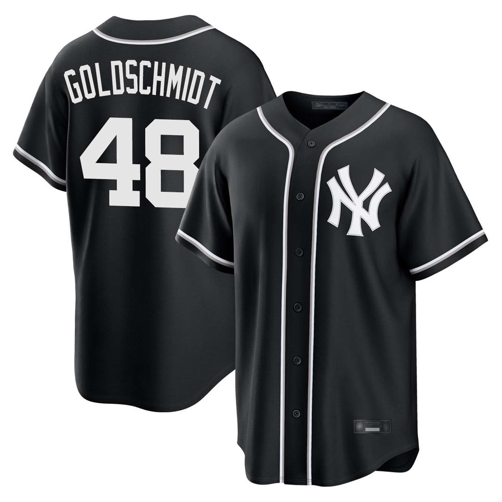 Johmsee NY.Yankees #48 Paul Goldschmidt Player Black Out Game Home Stitched Jerseys
