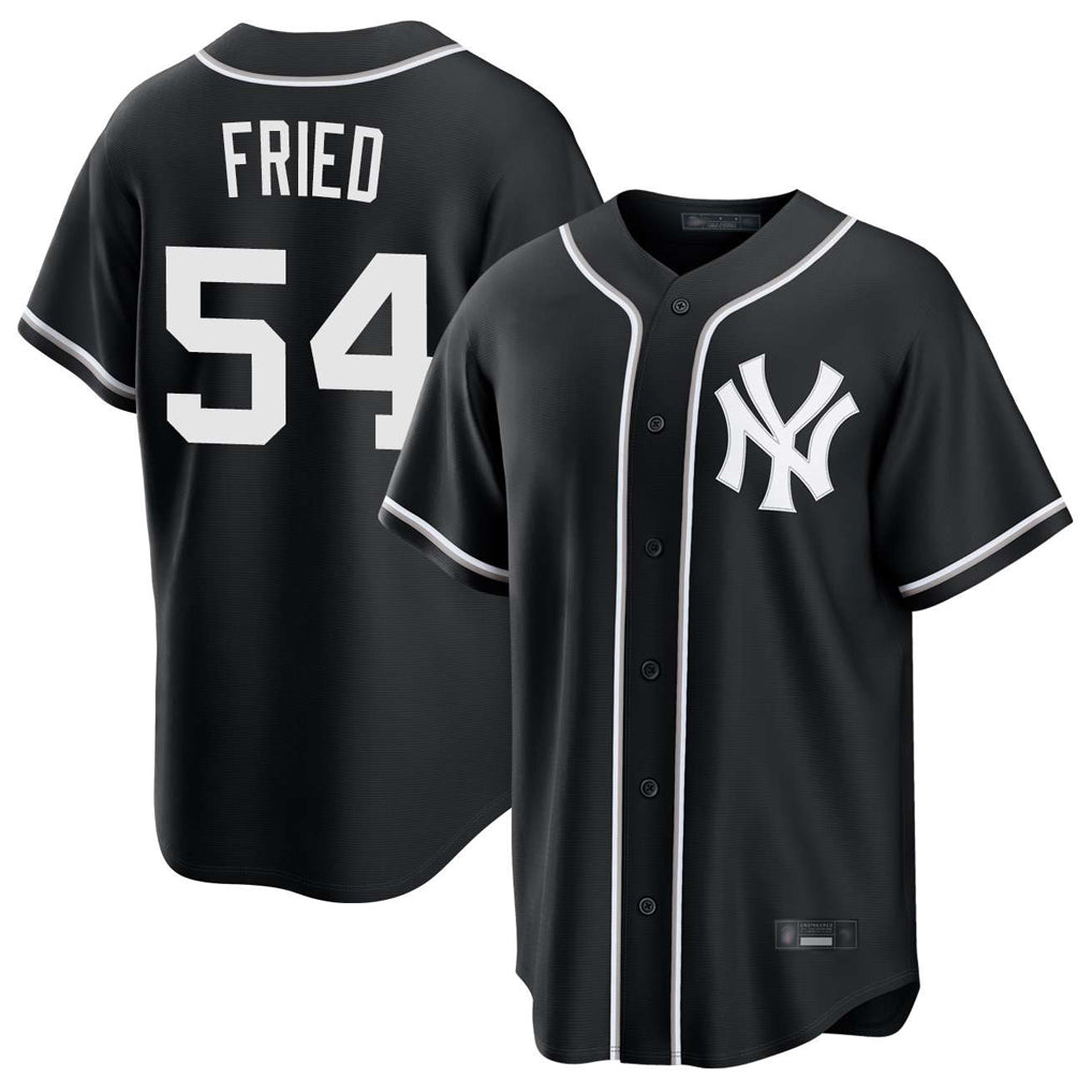 Johmsee NY.Yankees #54 Max Fried Player Black Out Game Stitched Jerseys