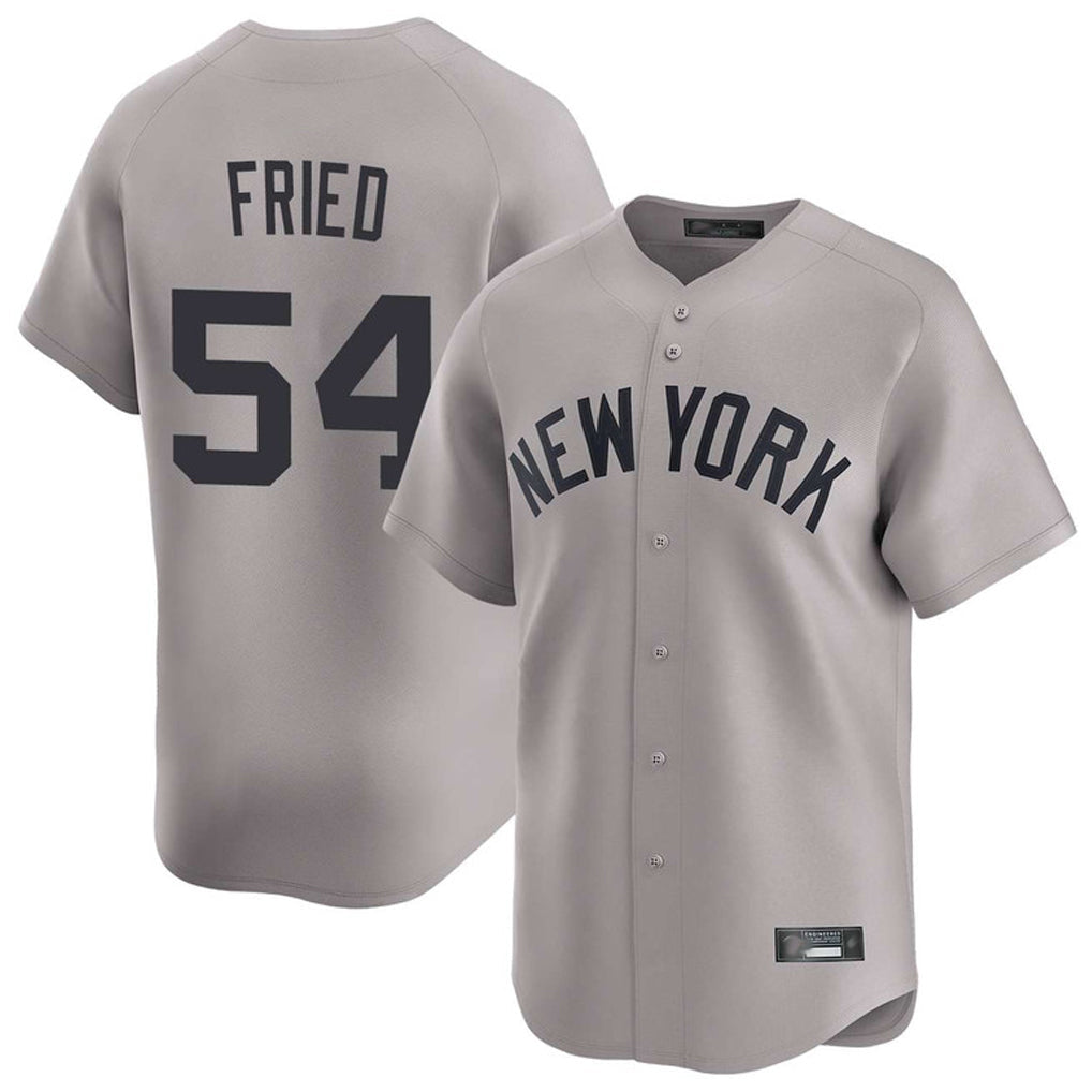 Johmsee NY.Yankees #54 Max Fried Player Gray Limited Home Stitched Jerseys