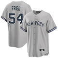 Johmsee NY.Yankees #54 Max Fried Player Gray Road Game Stitched Jerseys