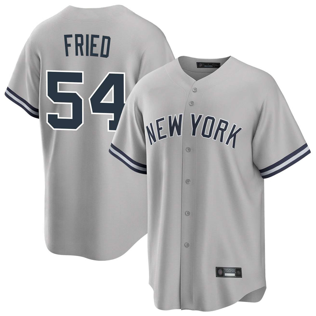 Johmsee NY.Yankees #54 Max Fried Player Gray Road Game Stitched Jerseys