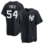 Johmsee NY.Yankees #54 Max Fried Player Navy Game Stitched Jerseys