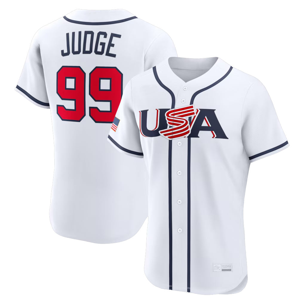 Johmsee NY.Yankees #99 Aaron Judge Player White USA 2026 World Classic Home Limited Elite Stitched Jerseys