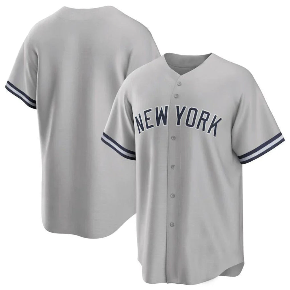 Johmsee NY.Yankees Blank Player Gray Road Game Stitched Jerseys