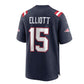 NE.Patriots #15 Ezekiel Elliott Navy Game Player Jersey Stitched American Football Jerseys