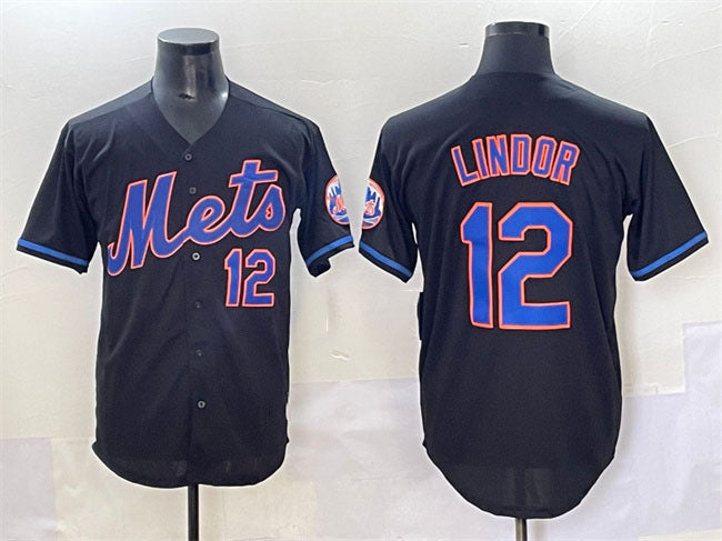New York Mets #12 Francisco Lindor Black Alternate Limited Stitched Baseball Jersey