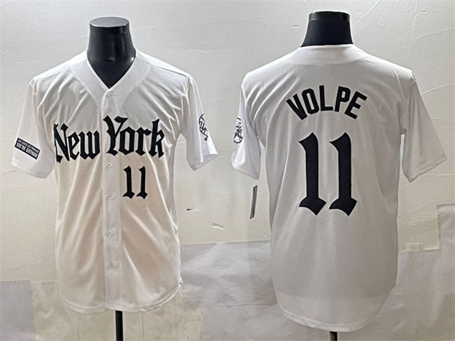 New York Yankees #11 Anthony Volpe White 'Gothic Legacy Edition' Vapor Premier Limited Stitched Baseball Jersey 2
