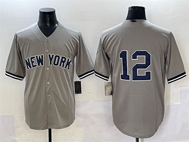 New York Yankees #12 Trent Grisham Grey Cool Base Stitched Baseball Jersey