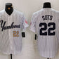 New York Yankees #22 Juan Soto White Pinstripe Fashion Cool Base Baseball Jerseys