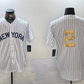 New York Yankees #2 Derek Jeter White Pinstripe Fashion Cool Base Stitched Baseball Jersey