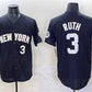New York Yankees #3 Babe Ruth Black Limited Stitched Baseball Jersey