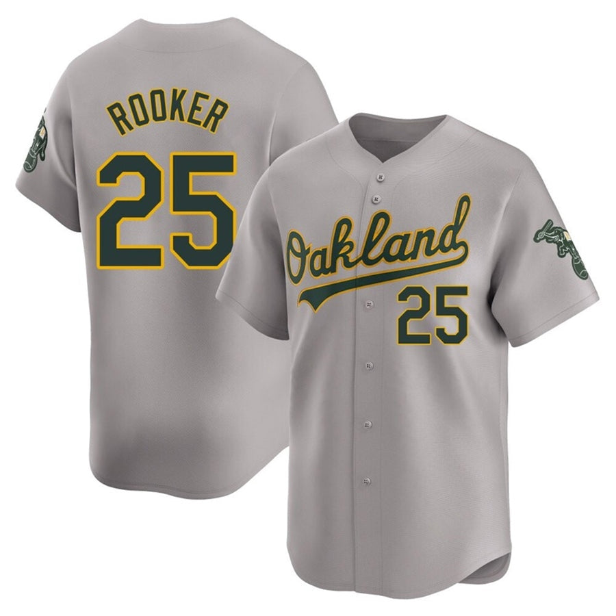 Johmsee Athletics #25 Brent Rooker Player Kelly Grey Home Limited Personalized Jerseys