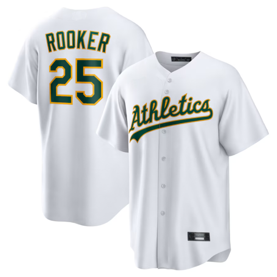 Johmsee Athletics #25 Brent Rooker Player White Home Replica Jersey American Stitched Personalized Jerseys