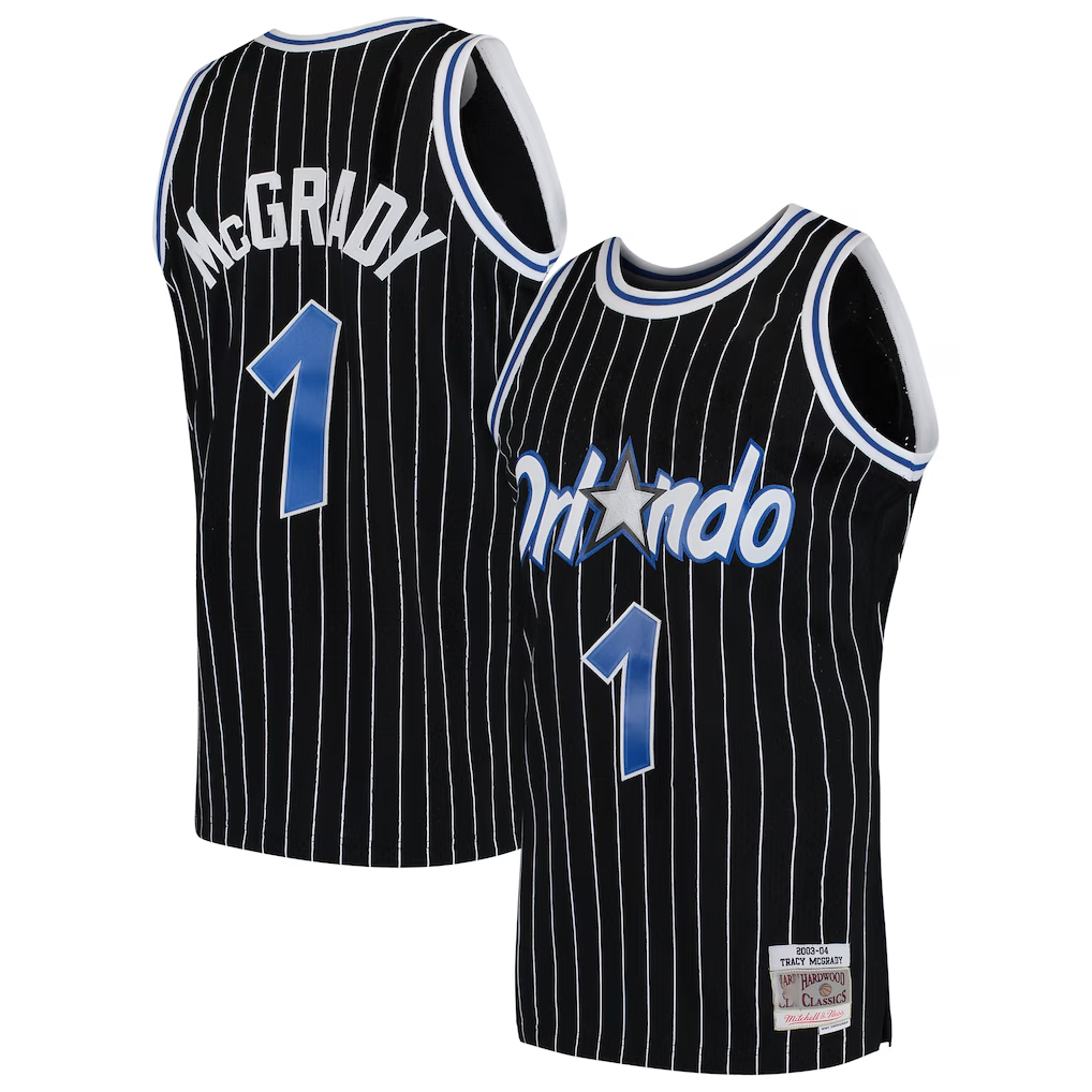 Johmsee O.Magic #1 Tracy McGrady Mitchell & Ness Black Hardwood Classics Swingman Jerseys