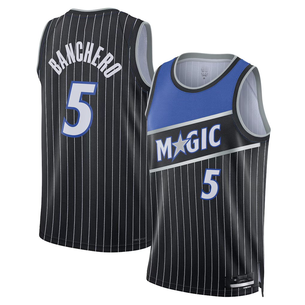 Johmsee O.Magic #5 Paolo Banchero Black Swingman Jerseys - Statement Edition