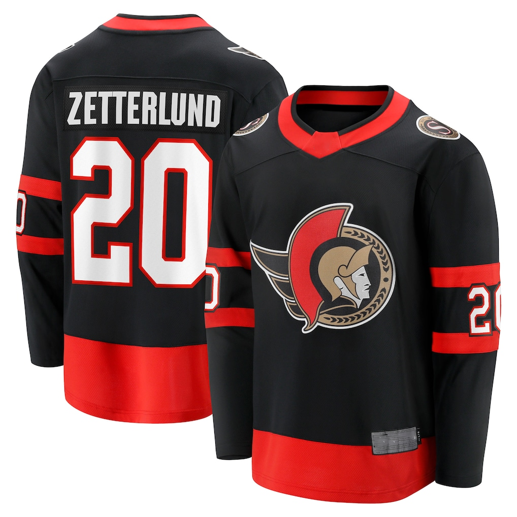 Johmsee O.Senators #20 Fabian Zetterlund Black Home Breakaway Jerseys