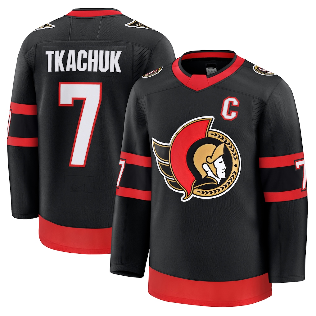 Johmsee O.Senators #7 Brady Tkachuk Black Home Premium Jerseys