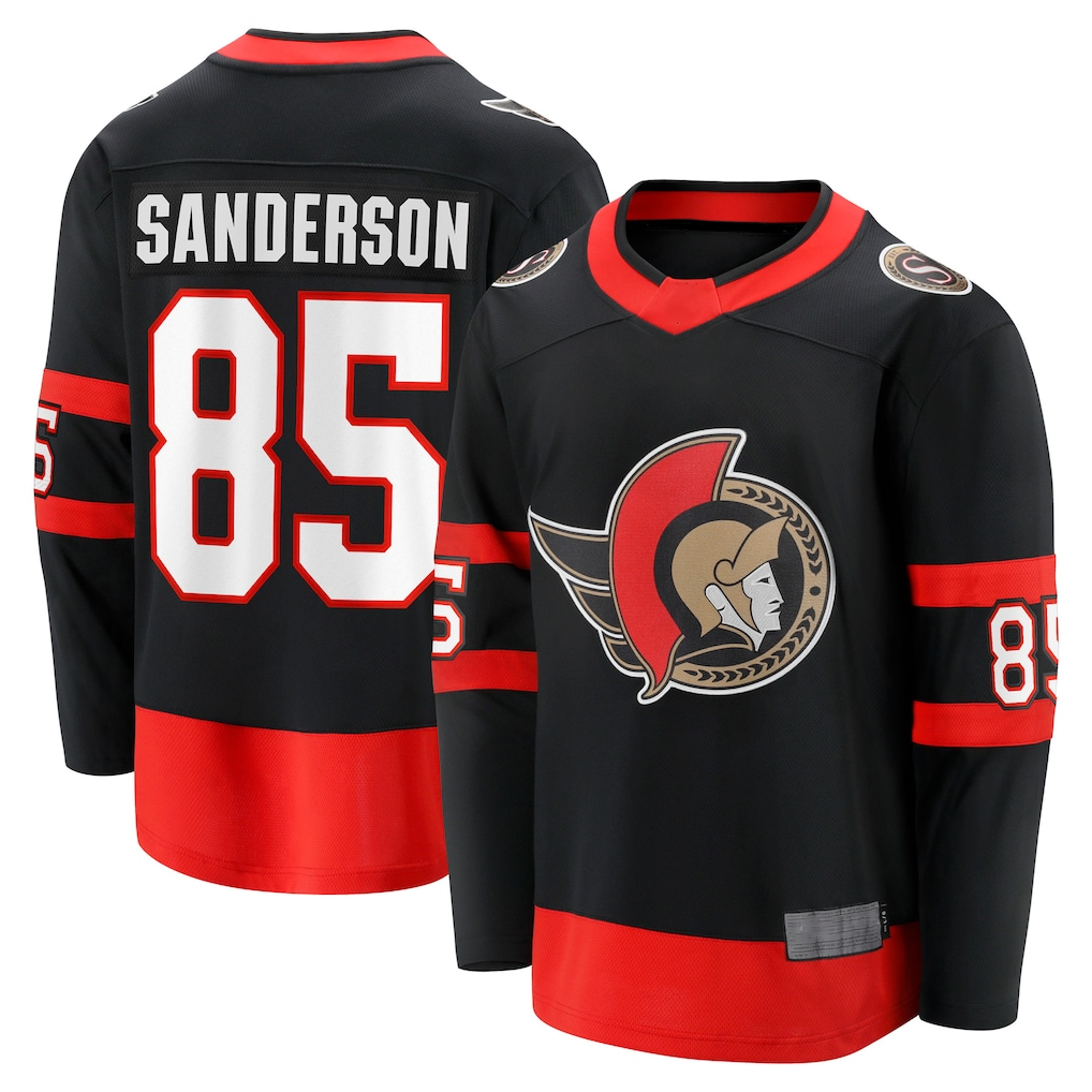 Johmsee O.Senators #85 Jake Sanderson Black Home Breakaway Jerseys