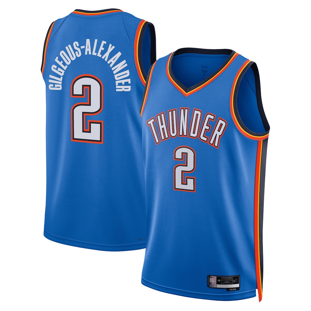 Johmsee OC.Thunder #2 Shai Gilgeous-Alexander Blue Badge Swingman Replica Stitched Jerseys- Icon Edition