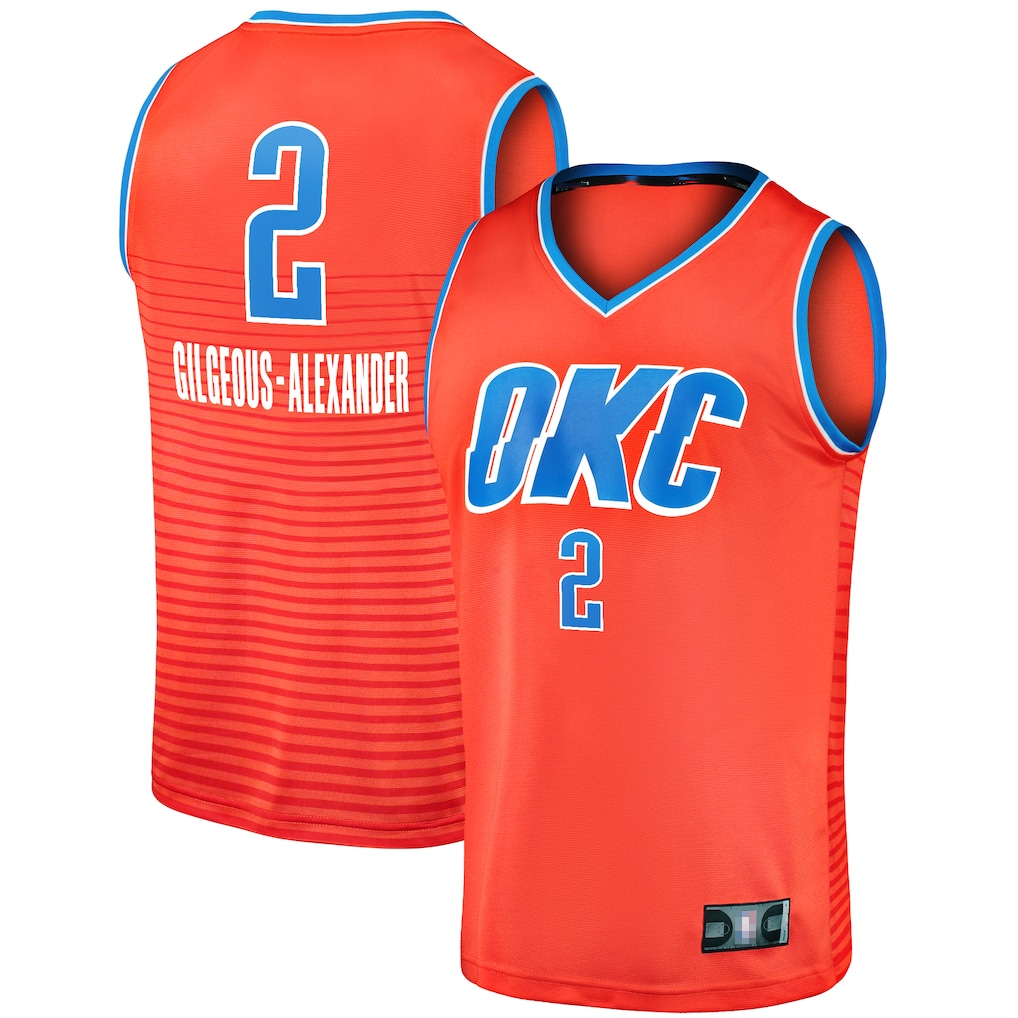 Johmsee OC.Thunder #2 Shai Gilgeous-Alexander Orange Fast Break Player Stitched Jerseys - Statement Edition