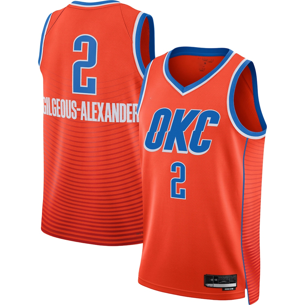Johmsee OC.Thunder #2 Shai Gilgeous-Alexander Orange Swingman Stitched Jerseys - Statement Edition