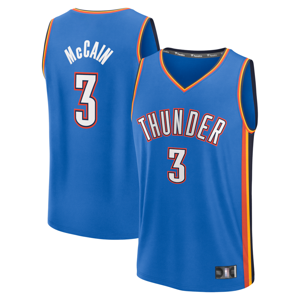 Johmsee OC.Thunder #3 Jared McCain Blue Fast Break Replica Stitched Jerseys - Icon Edition