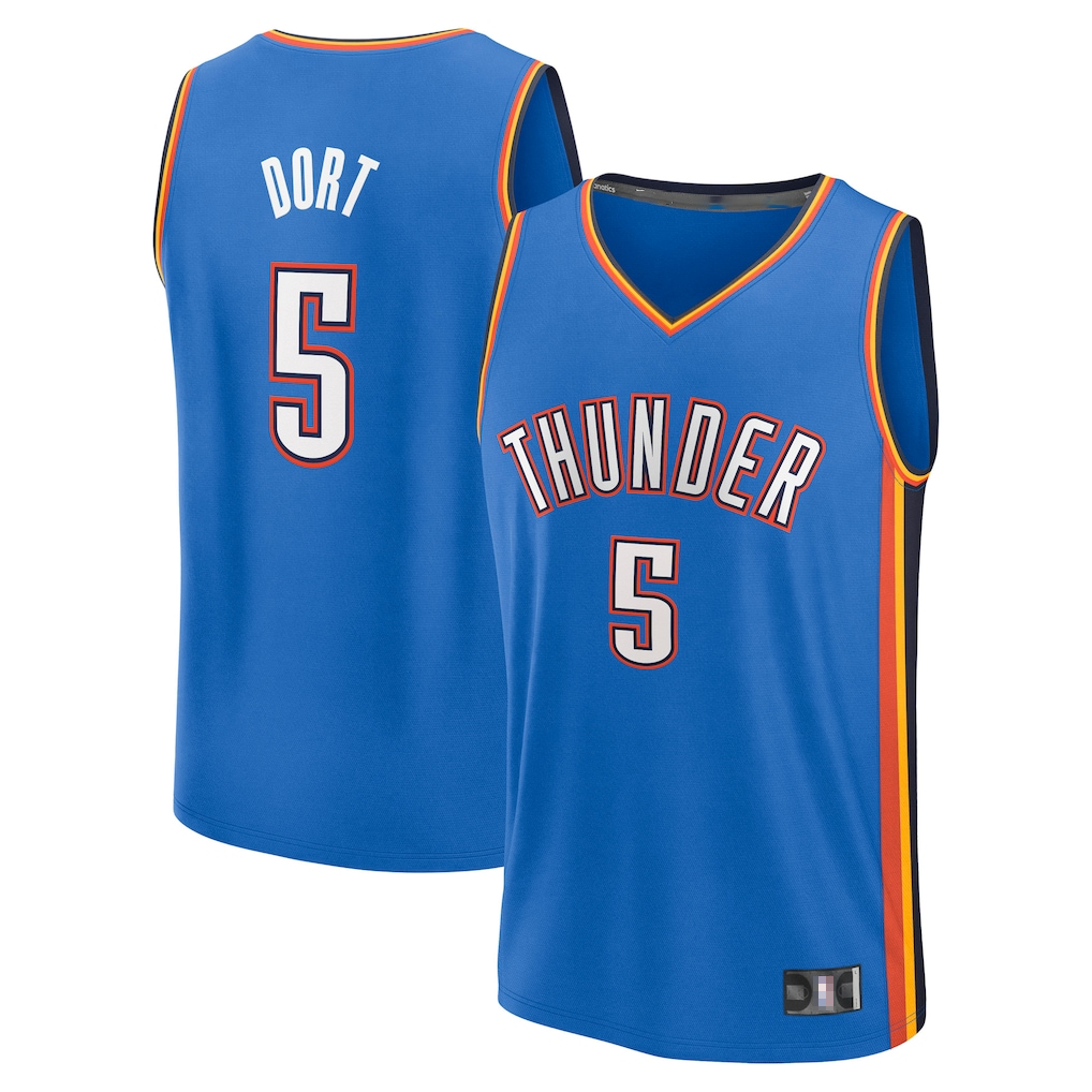 Johmsee OC.Thunder #5 Luguentz Dort Blue Fast Break Replica Player Stitched Jerseys- Icon Edition