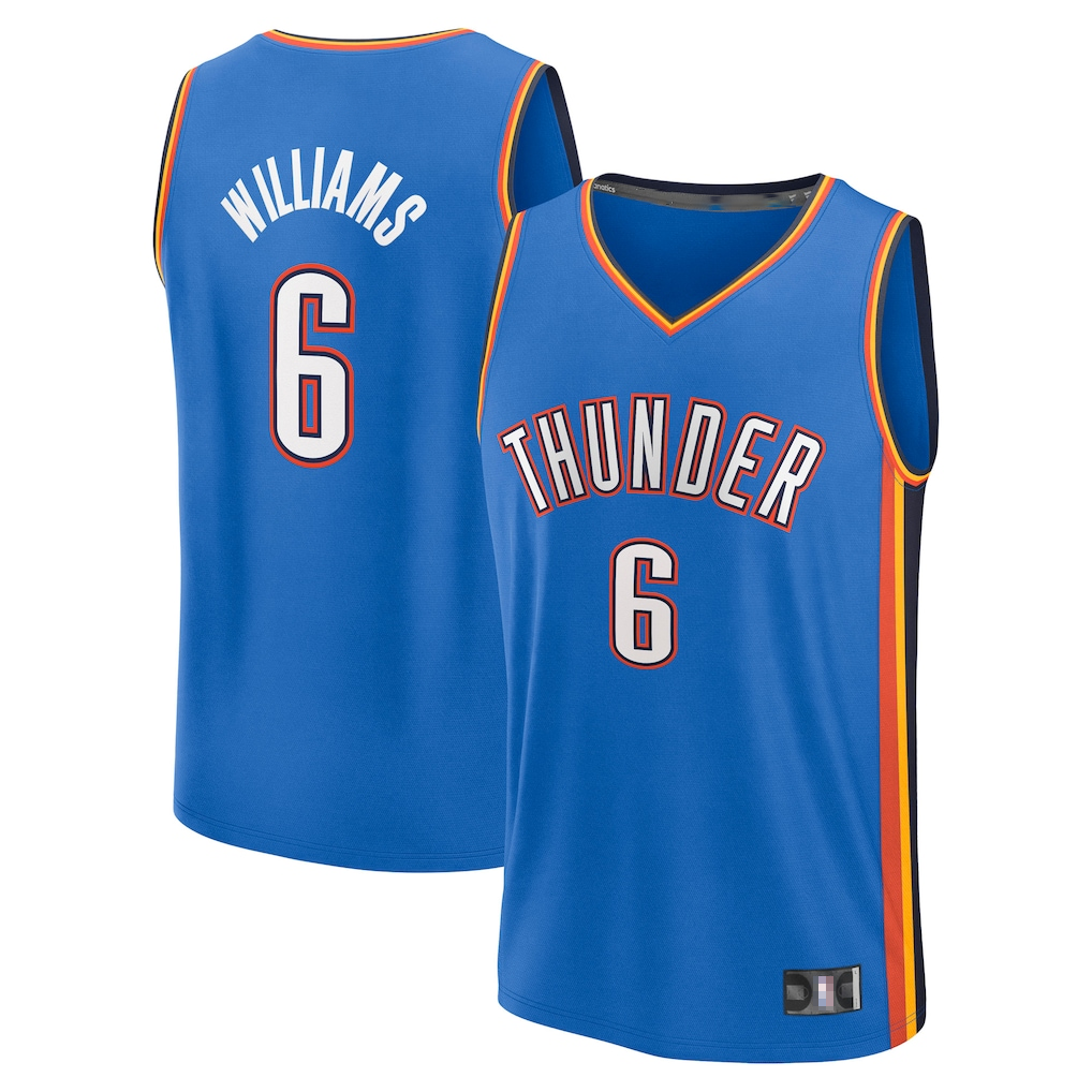 Johmsee OC.Thunder #6 Jaylin Williams Blue Fast Break Replica Player Stitched Jerseys - Icon Edition