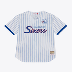 Johmsee P.76ers Mitchell & Ness White Head Coach Pinstripe Mesh Full-Button Baseball Jerseys