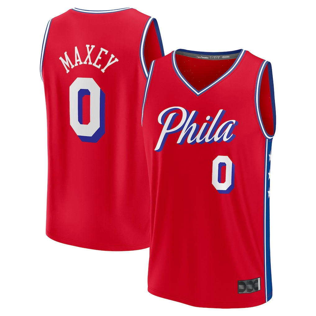 Johmsee P.76ers #0 Tyrese Maxey  Red Fast Break Replica Player Jerseys - Statement Edition
