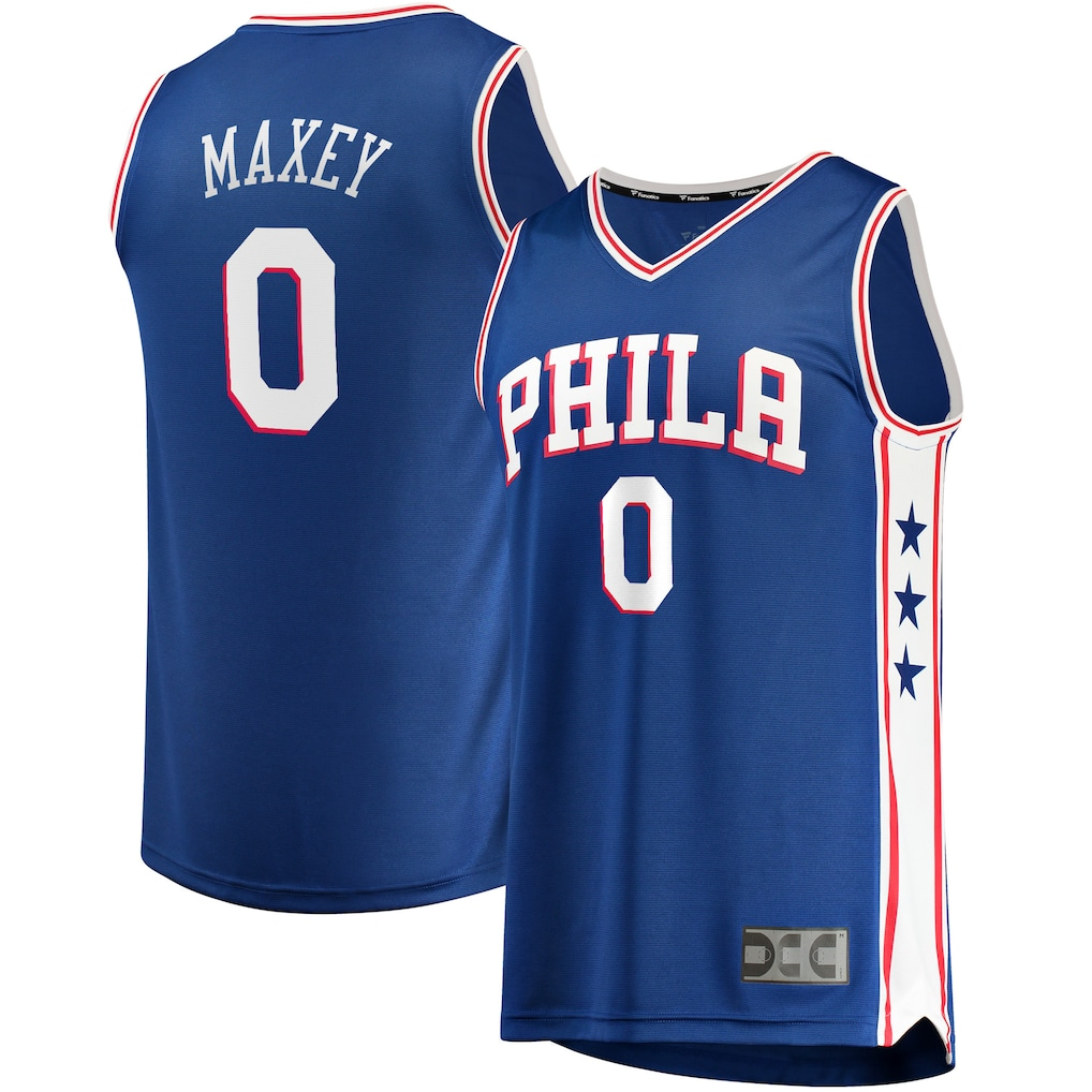 Johmsee P.76ers #0 Tyrese Maxey  Royal Fast Break Replica Jerseys - Icon Edition