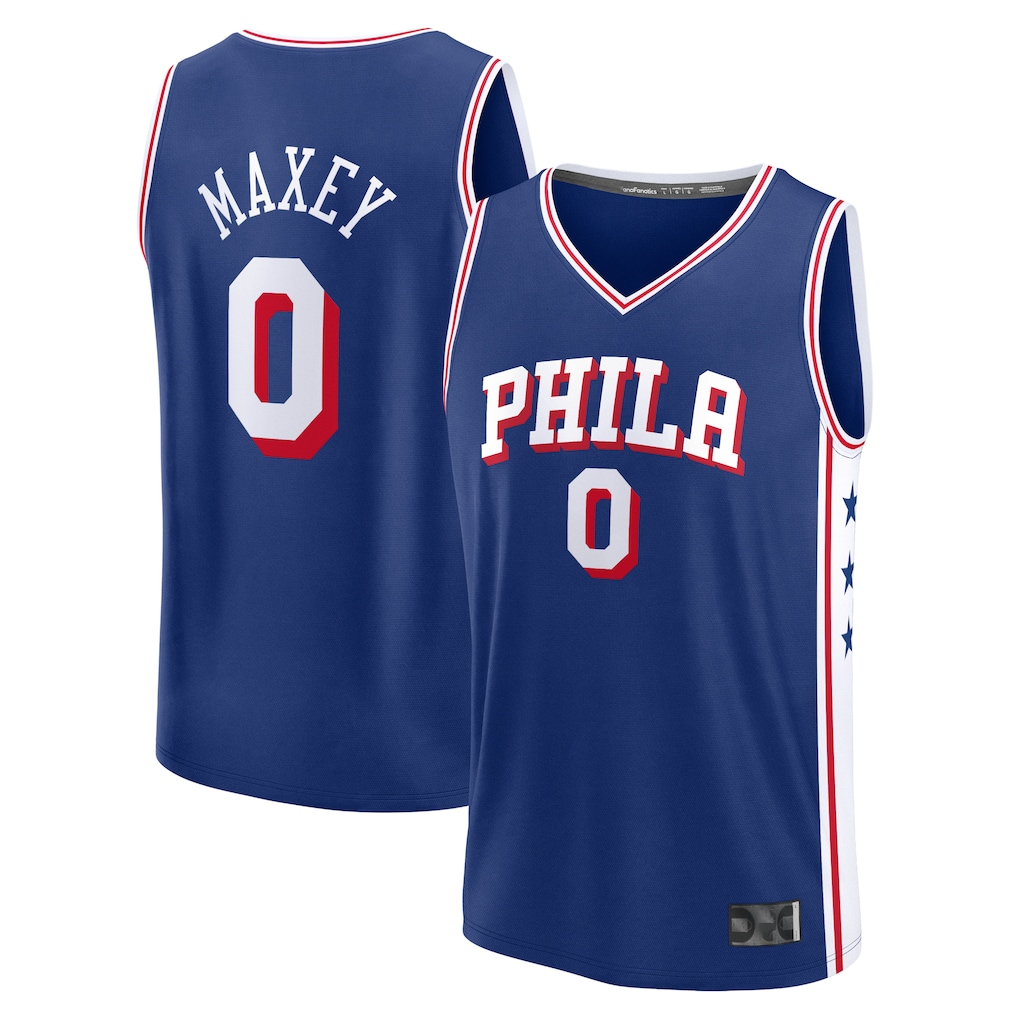 Johmsee P.76ers #0 Tyrese Maxey  Royal Fast Break Replica Jerseys - Icon Edition