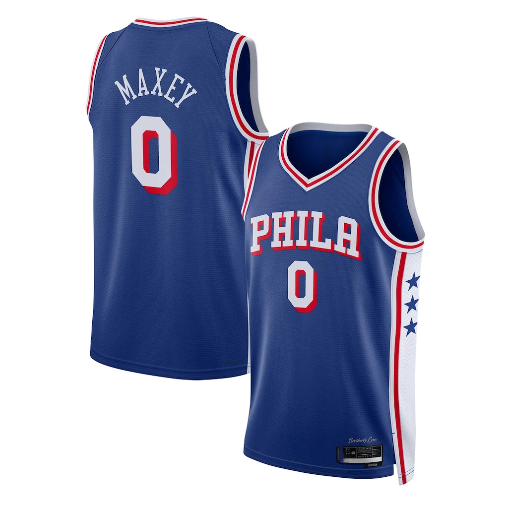 Johmsee P.76ers #0 Tyrese Maxey Royal Swingman Jerseys - Icon Edition