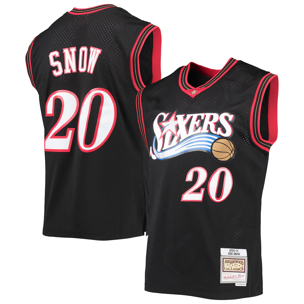 Johmsee P.76ers #20 Eric Snow Mitchell & Ness Black 2000-01 Hardwood Classics Swingman Jerseys