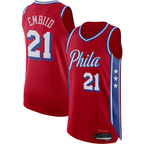 Johmsee P.76ers #21 Joel Embiid Jordan Brand Red Authentic Player Jerseys - Statement Edition