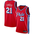 Johmsee P.76ers #21 Joel Embiid Jordan Brand Red Swingman Jerseys - Statement Edition