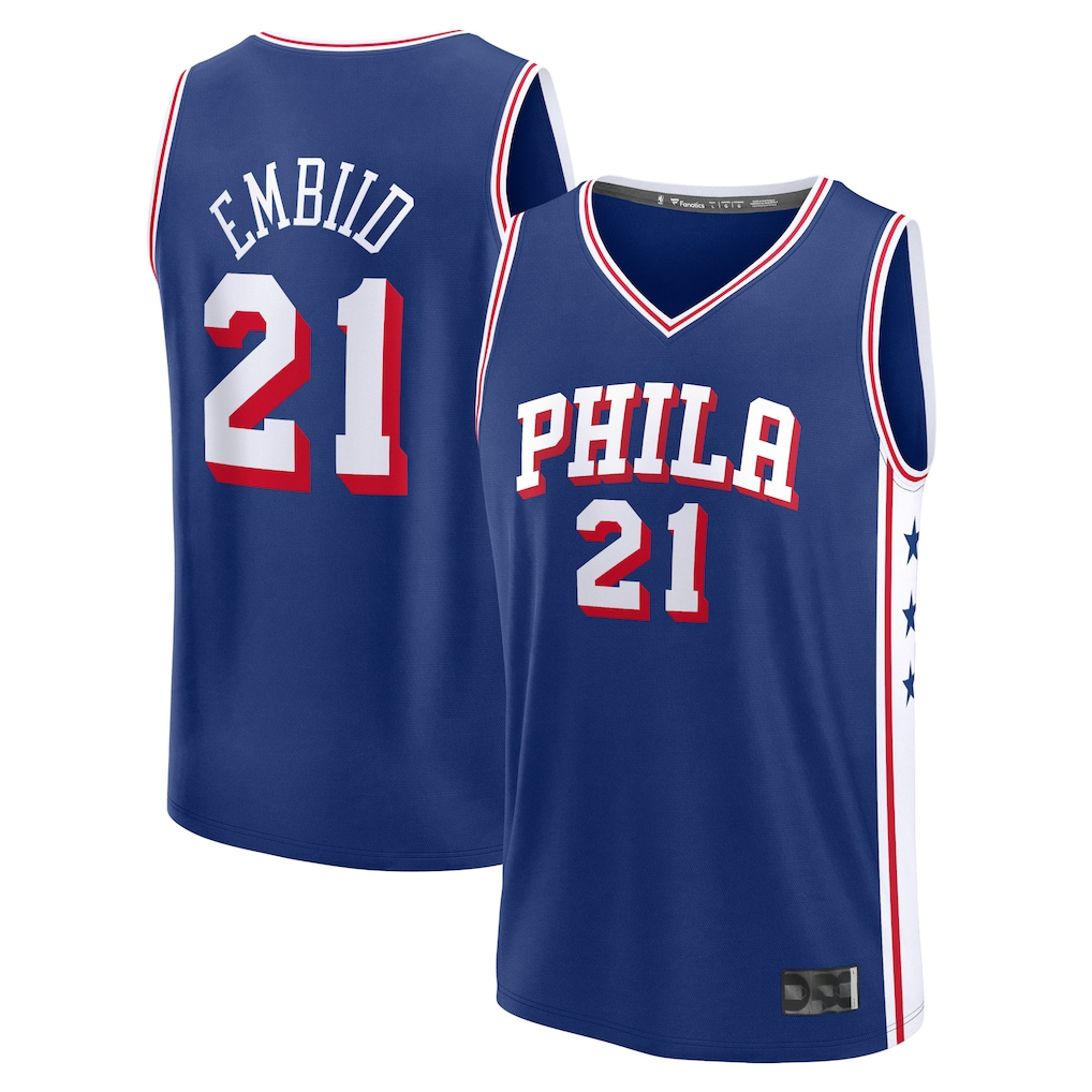 Johmsee P.76ers #21 Joel Embiid  Royal Fast Break Replica Jerseys - Icon Edition