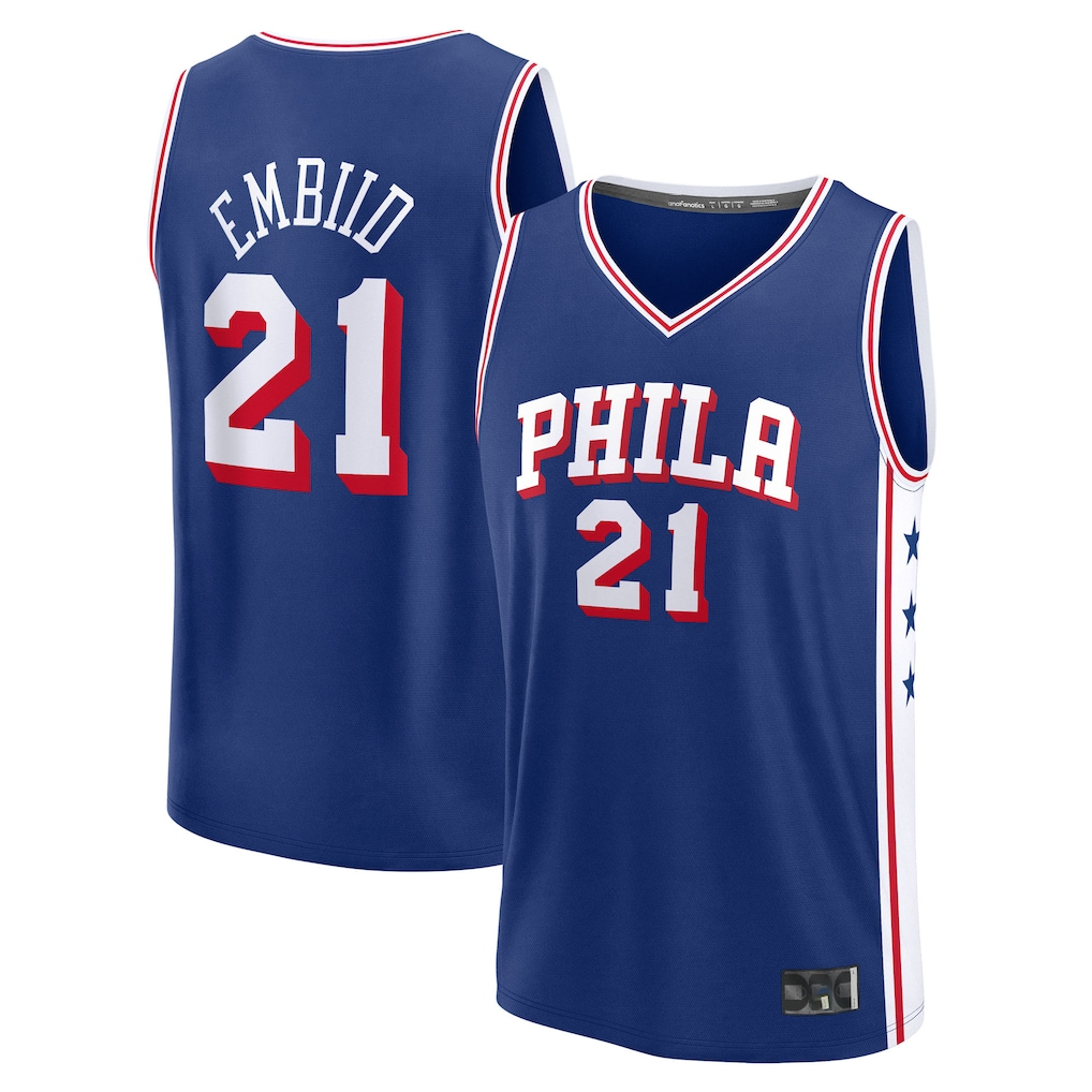 Johmsee P.76ers #21 Joel Embiid  Royal Fast Break Replica Player Jerseys - Icon Edition