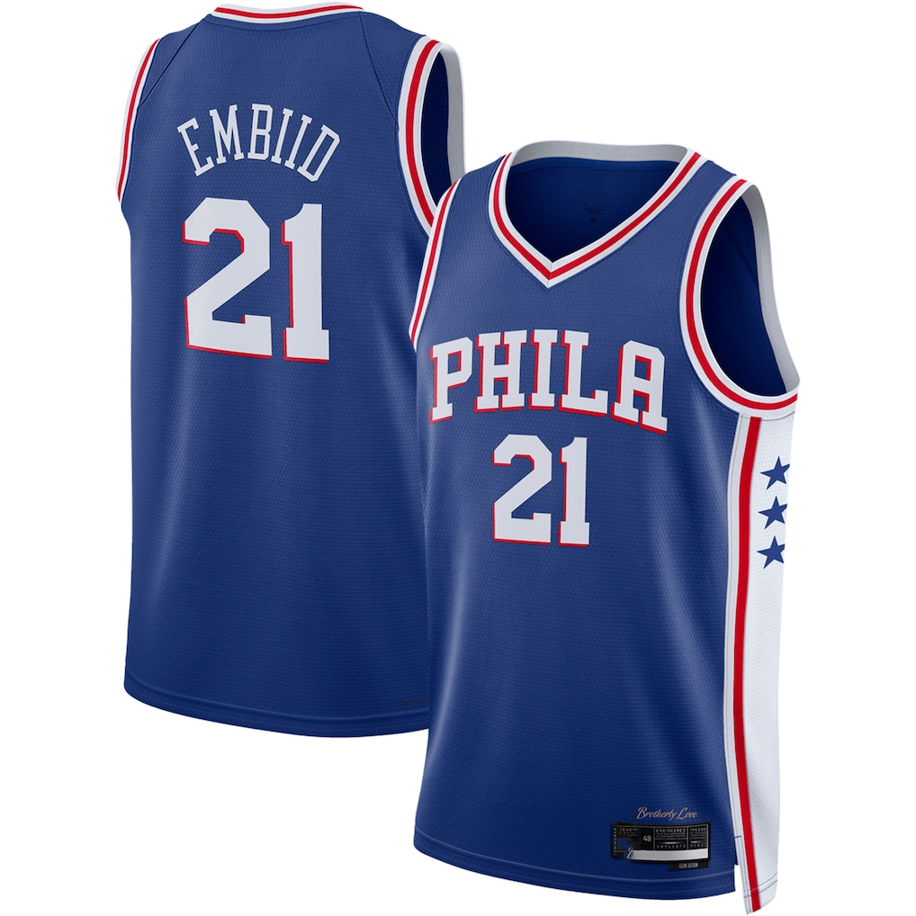 Johmsee P.76ers #21 Joel Embiid Royal Swingman Jerseys - Icon Edition