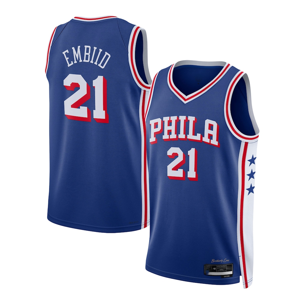 Johmsee P.76ers #21 Joel Embiid Royal Swingman Jerseys - Icon Edition