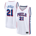 Johmsee P.76ers #21 Joel Embiid White Fast Break Replica Player Jerseys - Association Edition