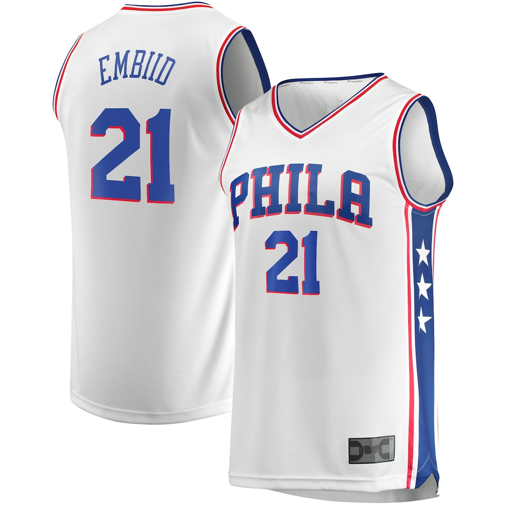 Johmsee P.76ers #21 Joel Embiid White Replica Jerseys - Association Edition