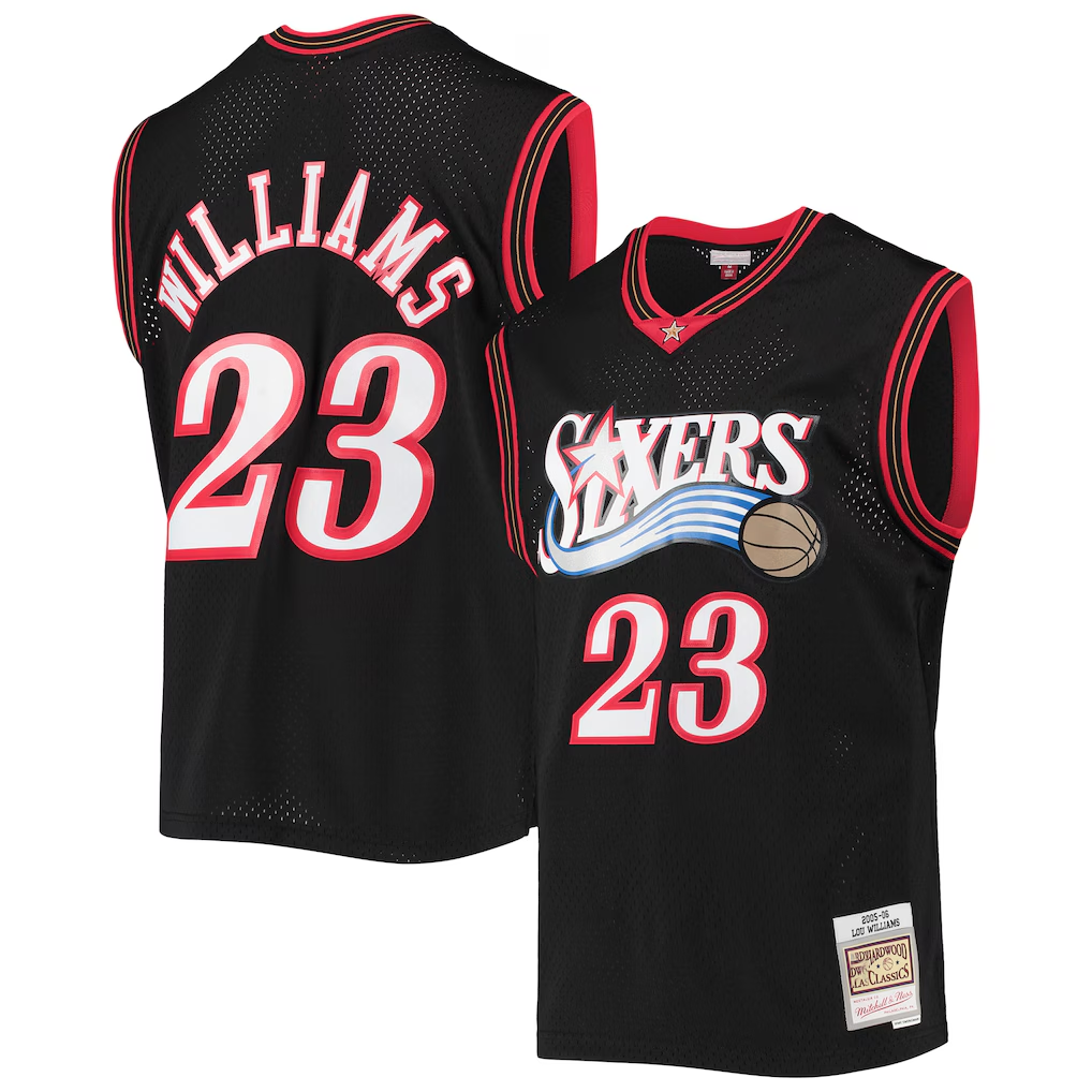 Johmsee P.76ers #23 Lou Williams Mitchell & Ness Black 2005-06 Hardwood Classics Swingman Jerseys