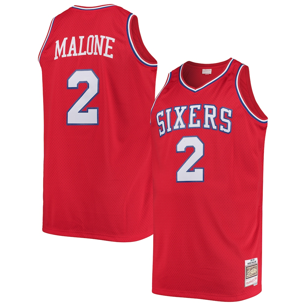Johmsee P.76ers #2 Moses Malone Mitchell & Ness Red 1982-83 Big & Tall Hardwood Classics Swingman Jerseys