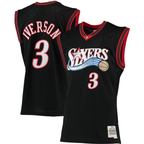 Johmsee P.76ers #3 Allen Iverson Mitchell & Ness Black 200001 Big & Tall Hardwood Classics Swingman Jerseys
