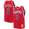 Johmsee P.76ers #3 Allen Iverson Mitchell & Ness Red 199697 Hardwood Classics Authentic Jerseys