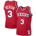 Johmsee P.76ers #3 Allen Iverson Mitchell & Ness Red 2002-03 Hardwood Classics Swingman Jerseys