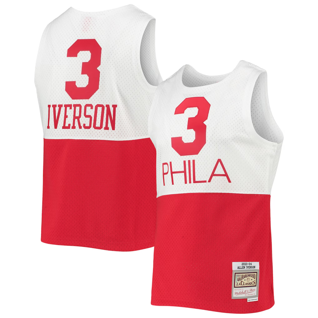 Johmsee P.76ers #3 Allen Iverson Mitchell & Ness White 2003-2004 Hardwood Classics Swingman Jerseys