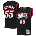 Johmsee P.76ers #55 Dikembe Mutombo Mitchell & Ness Black Hardwood Classics Swingman Jerseys